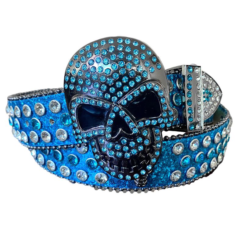 Nieuwe Cross Border Skull Punk-riem voor mannen, geklonken acryl kristal tailleband, Ins Europese en Amerikaanse paillettenriem voor vrouwen_voghion.com