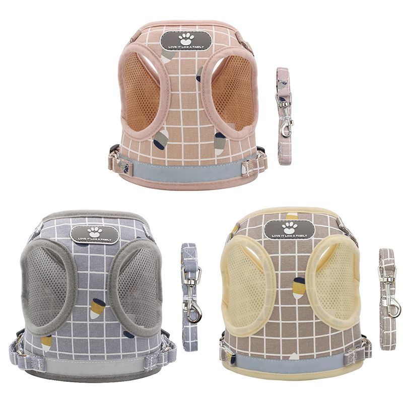 Reflektierendes, atmungsaktives Netzgeschirr für kleine Hunde mit Leine, Mops, Chihuahua, französische Bulldogge, Hundegeschirr, Welpe und Katze von PawParty Store_voghion.com