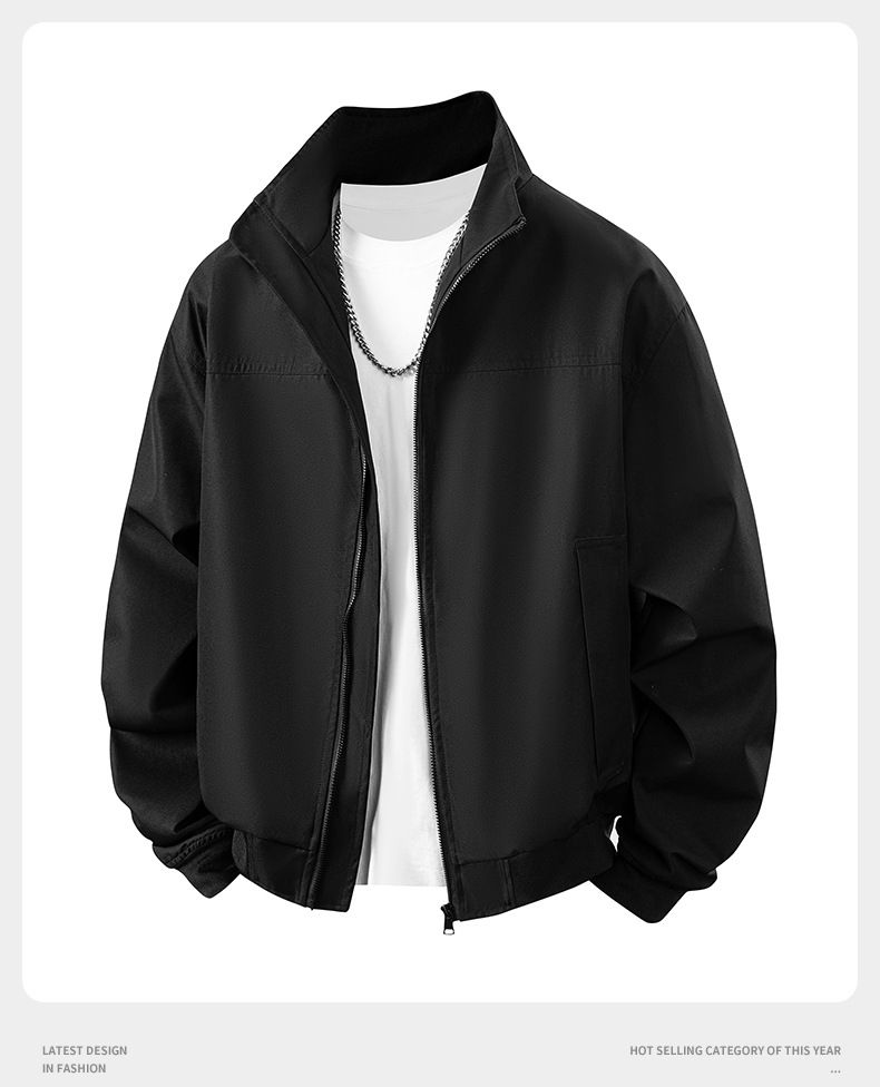 Herren Freizeitjacke Slim Fit Stehkragen Leichter Reißverschluss Frühling Herbst Oberbekleidung Modetrends_voghion.com