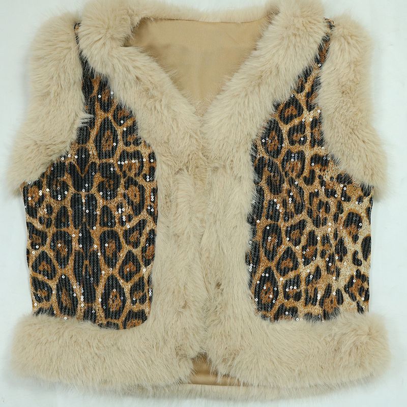 Abbigliamento da donna, moda casual da donna, stampa leopardata, paillettes, due pezzi, pelliccia, strisce, top senza maniche, pantaloni attillati per donna_voghion.com