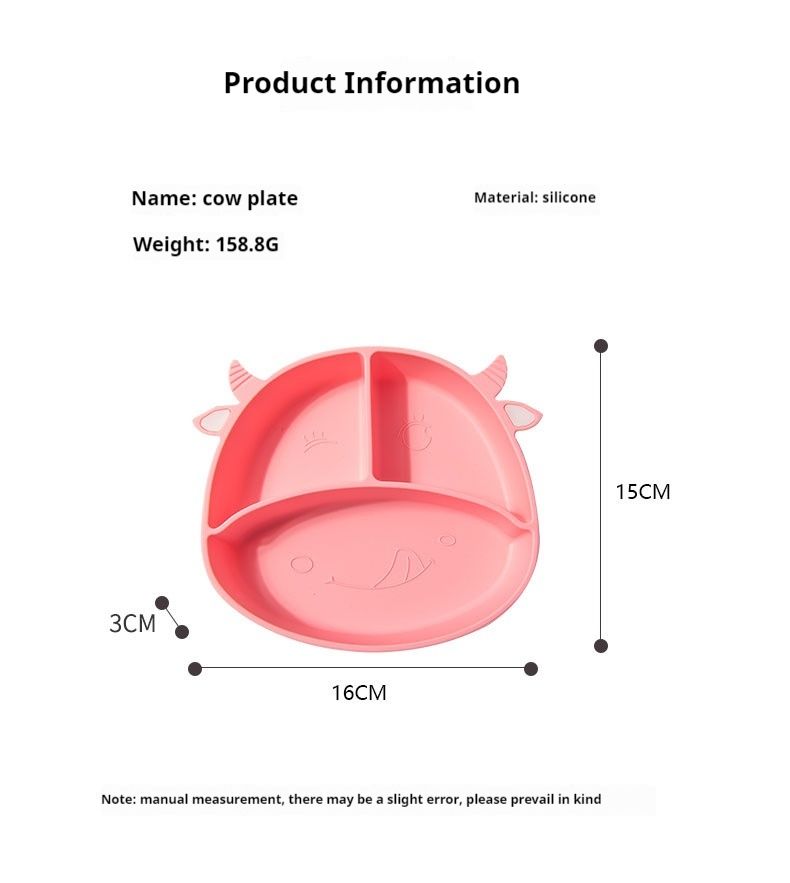 Baby safety silicone plate, baby anti slip suction cup bowl, baby cartoon complementary food box, integrated compartment tableware_voghion.com