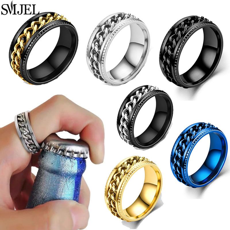 Heiße Verkäufe Titan Edelstahl Angst Drehbare Ringe für Mann Frauen Anti Stress Spinner Kette Punk Zappeln Ring Rock Geschenk_voghion.com