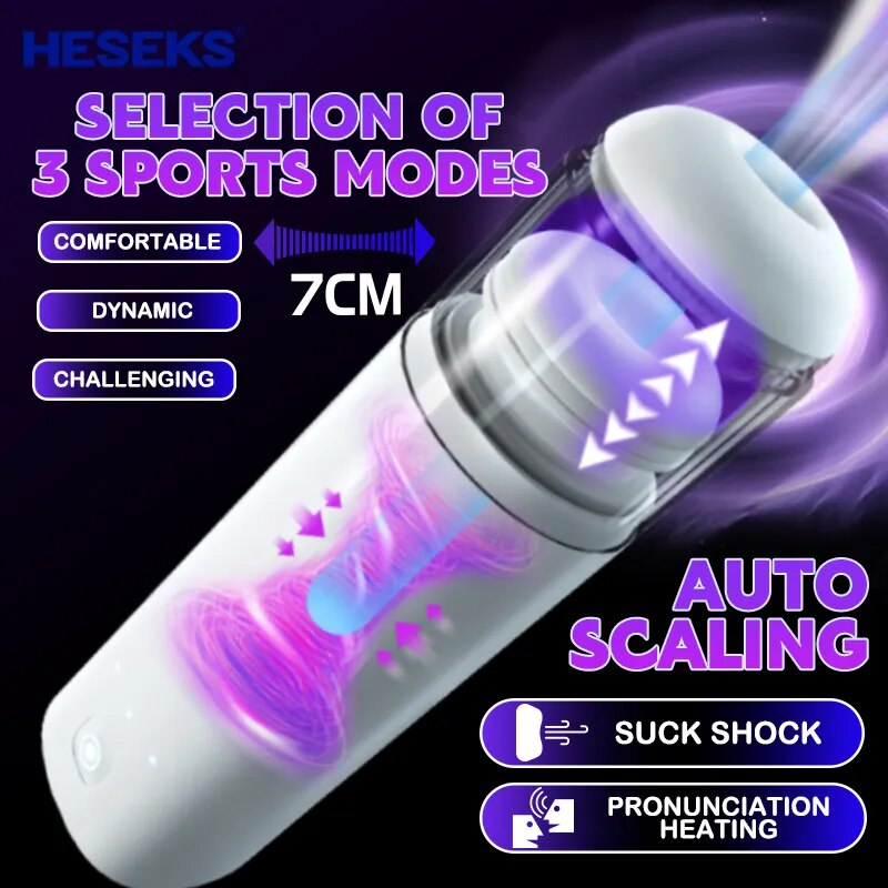 HESEKS Dupla Sucção Telescópica Automática Masturbação Aquecimento Masculino Suporte de Voz Brinquedos Adultos para Homens_voghion.com