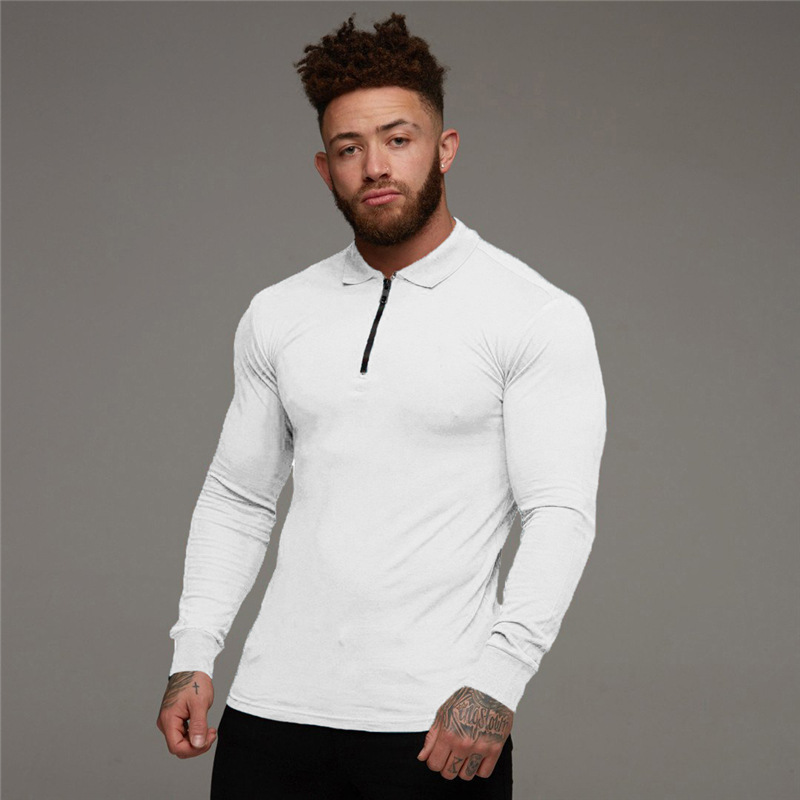 Muscle Herren Poloshirts Herren Langarm Revers Fitness PoloT-Shirts_voghion.com