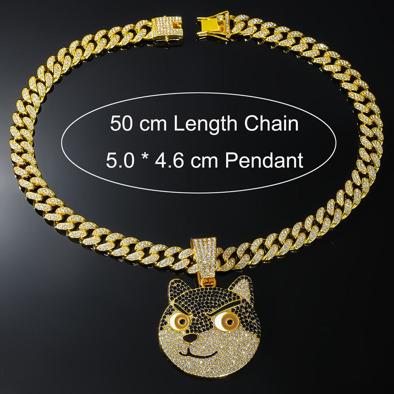 New HipHop Exaggerated 3D Dog Pendant Cuban Necklace Personalized Trendy Punk Cool Neck Chain Accessory_voghion.com