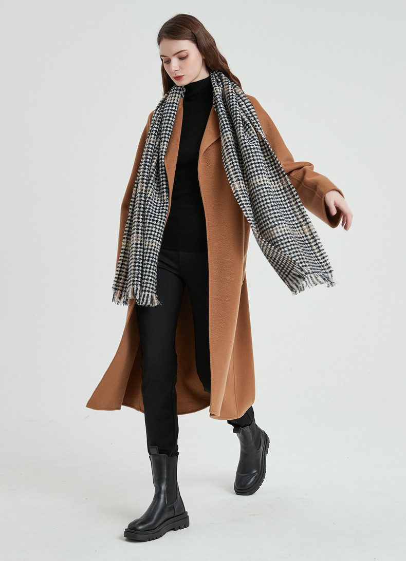 Damenschals Retro-Schal mit kleinem Muster für Damen, Winterversion, modischer Schal, warmer Schal_voghion.com