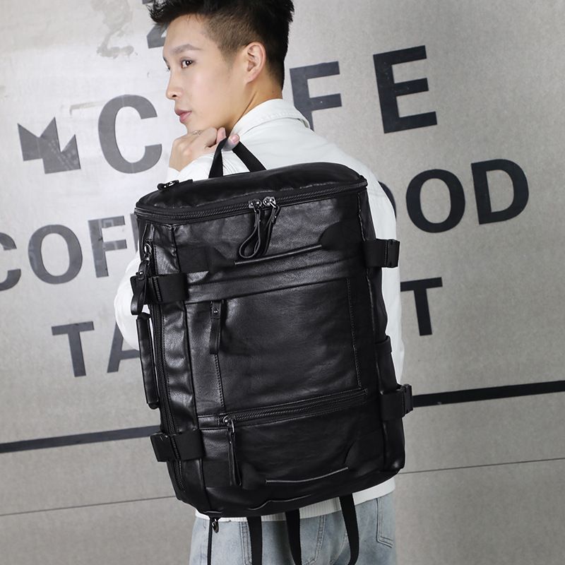 LazyZoom Men's 2025 New Backpack Travel Large Capacity Hiking Leather Bag For Men_voghion.com