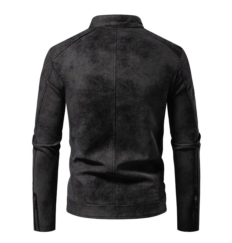 Veste vintage en similicuir pour homme avec doublure polaire – Manteau en PU style motard rétro pour tenues décontractées et d'équitation._voghion.com