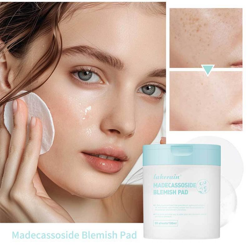 Lakerain Collagen & Madecassoside Facial Cotton Pads (100pcs) - Soothing Ampoule Pads For Acne & Hydration_voghion.com