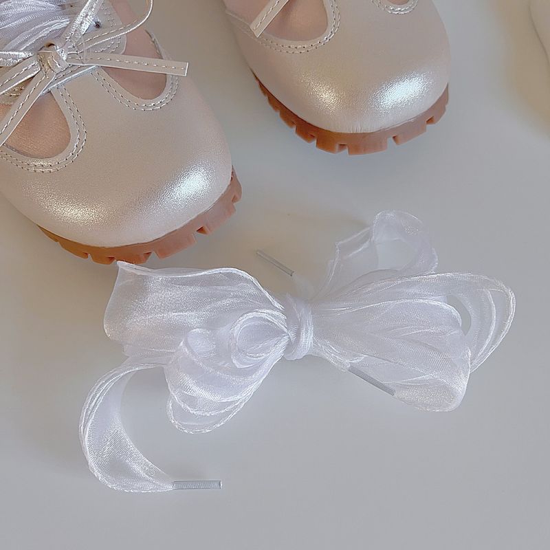 Lacci per scarpe con nastro, lacci trasparenti, stile balletto, versione coreana, fibbia con perla, corda per scarpe bianco sporco_voghion.com
