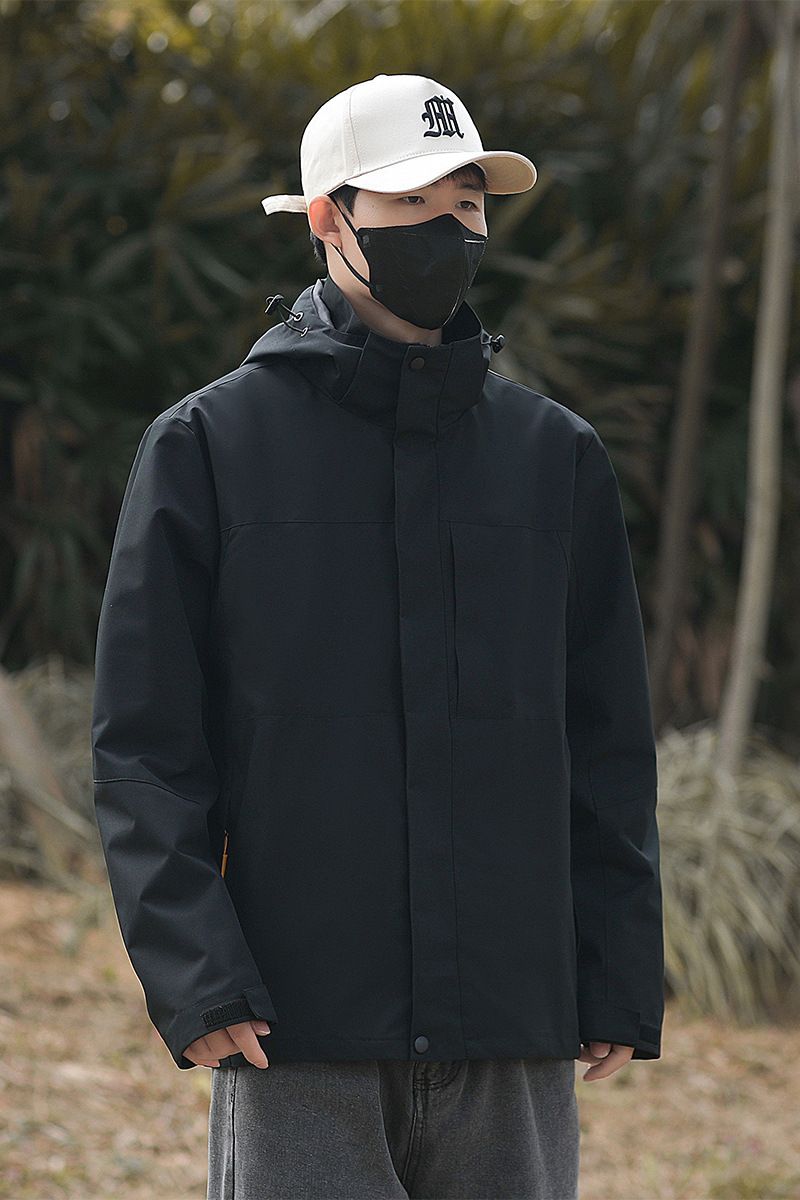 Giacca da trekking con cappuccio staccabile, tinta unita, antivento e impermeabile, alla moda, per sport all'aria aperta, primavera e autunno_voghion.com