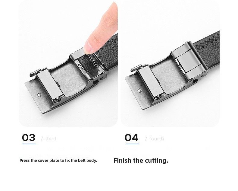 Men's Genuine Leather Youth Business Automatic Belt Two-layer Cowhide_voghion.com