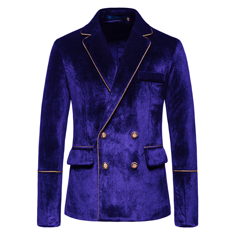 Abito da uomo doppiopetto in velluto color oro_voghion.com