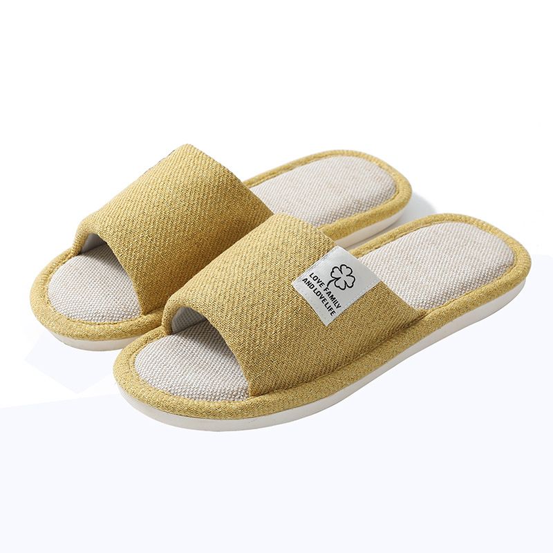 Pantofole in lino per tutte le stagioni, di qualità imbattibile, taglie forti, perfette per coppie, con pavimento in legno antiscivolo, suola piatta, tinta unita, da uomo e da donna._voghion.com