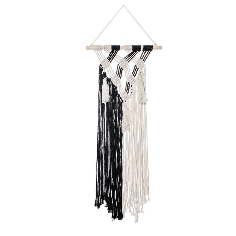 Arazzo da parete in stile nordico INS in bianco e nero intrecciato Mini decorazione pendente per la camera da letto quotidiana della casa_voghion.com