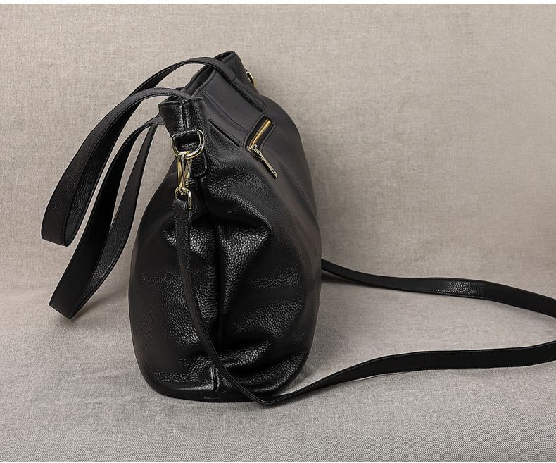 Leather Tote Bag, Women's Bag, Large Capacity Bag, Women's Head Layer Cowhide Armpit Bag, Single Shoulder Diagonal Cross Bag, Soft And Luxurious_voghion.com