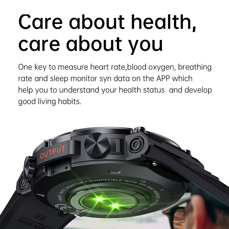 K56Pro 1,39 tommer hjertefrekvens/blodtryk/blodiltovervågning Smart Calling Watch (sort)_voghion.com