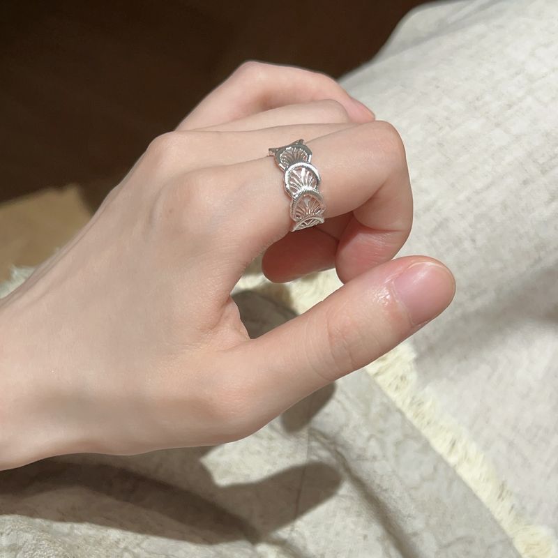 S925 Sterling Silver Lace Brushed Plain Ring Ring For Women Does Not Fade Niche High-end Sense Light Luxury Versatile Open Jewelry New_voghion.com
