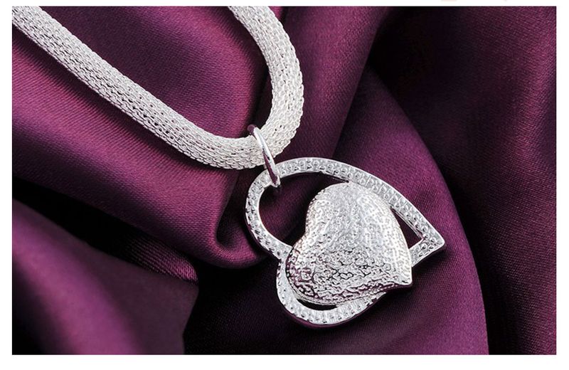 2025 Nuovi arrivi all'ingrosso Sterling Sier 18 pollici doppio cuore ciondolo collana per le donne moda matrimonio gioielli ciondolo_voghion.com