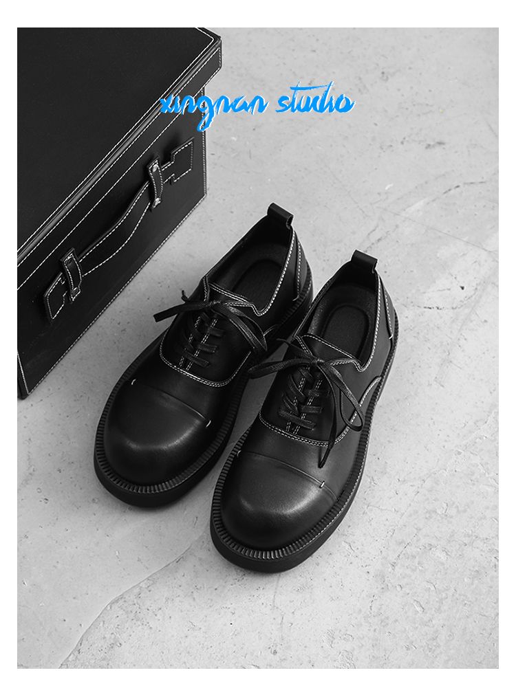 Niche – Weiße E Big Head Vibe – Lässige Derby-Schuhe mit dicker Sohle_voghion.com