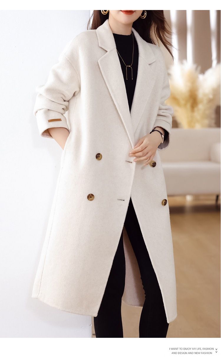 "Petite Wollmischungsmantel – Zweireihiger Trenchcoat in mittlerer Länge (M-4XL, Strukturierte Passform für Büro und Winterspaziergänge)"_voghion.com