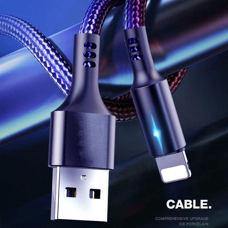 5A Led Light USB Cable de carga rápida para iPhone / iPad Para teléfono Android Tipo C Micro USB Samsung Xiaomi Huawei Redmi Más Cable de carga para teléfono móvil_voghion.com