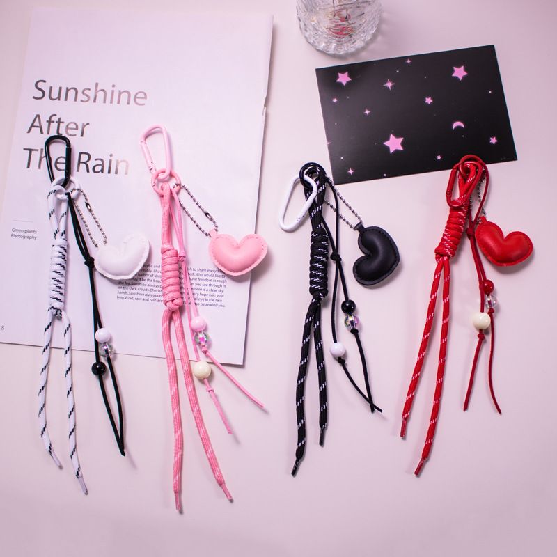 Bag Pendant Colorful Leather Heart-shaped Car, Keychain, Bag, Pendant, Creative Woven Roman Knot, Personalized Pendant_voghion.com