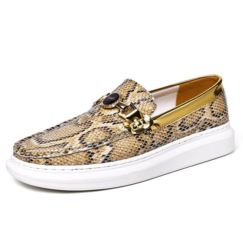 Unschlagbare Qualität 5132 Herren Board Loafer, Federfußabdeckungen, Biskuitkuchen, Schlangenmuster Schaffelloberfläche, Metalldekoration, Trendy_voghion.com