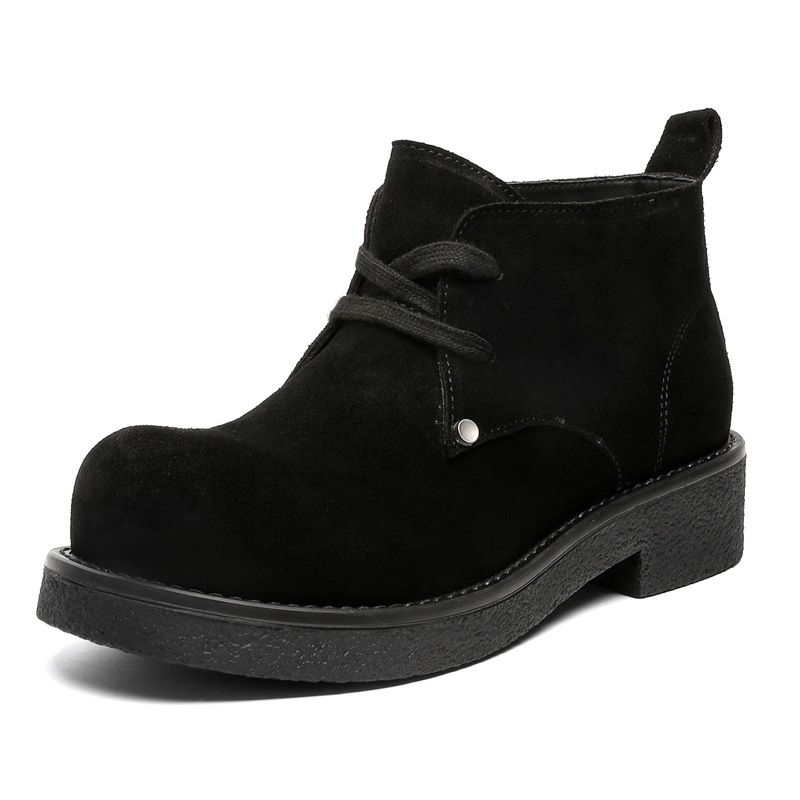 Bottes Martin japonaises rétro en velours de vache pour hommes, chaussures derby à grosse tête, bottes d'outillage courtes_voghion.com