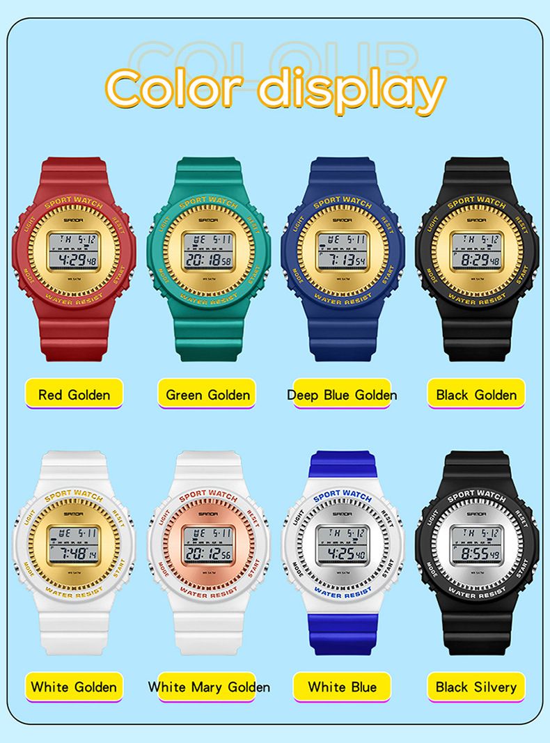Kids' Creative DIY Digital Watch With Countdown Timer, Stopwatch, Alarm, Night Light & Waterproof Design - Includes 2 Straps & Gift Box Student Watch_voghion.com