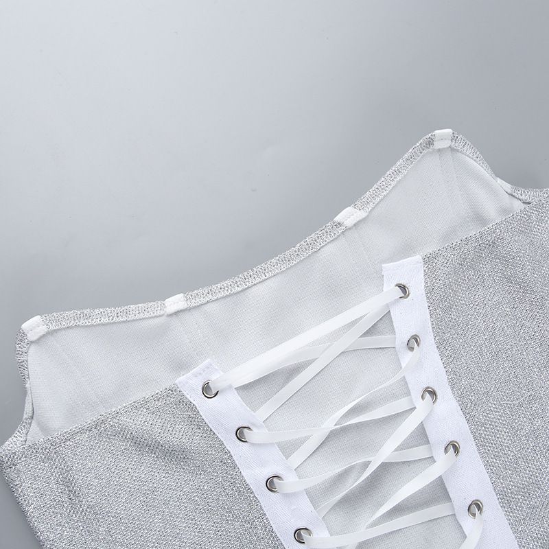 Women's fashion temperament sparkly fishbone waist vest_voghion.com