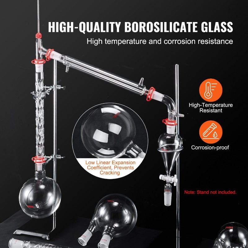 Joint Lab Glassware Kit Kit 3.3 Oil With 24 Distillation Apparatus Distillation 40 Distillation Kit Boro Lab Essential 1000ml_voghion.com