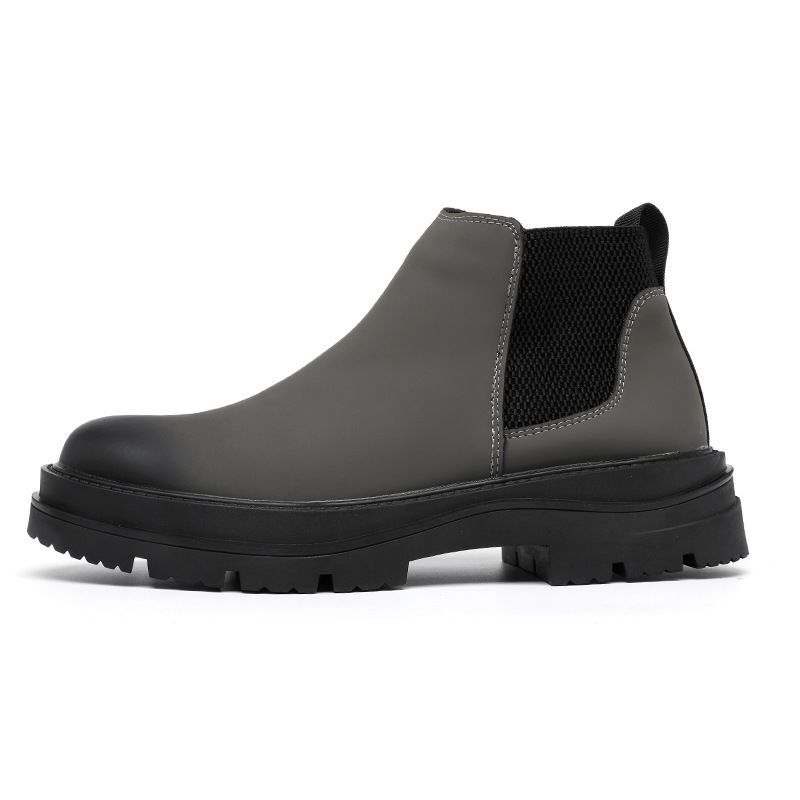 Retro Tooling Boots Thick-soled Heightened Lazy Foot-covering Martin Boots Genuine Leather Chelsea Short Boots_voghion.com