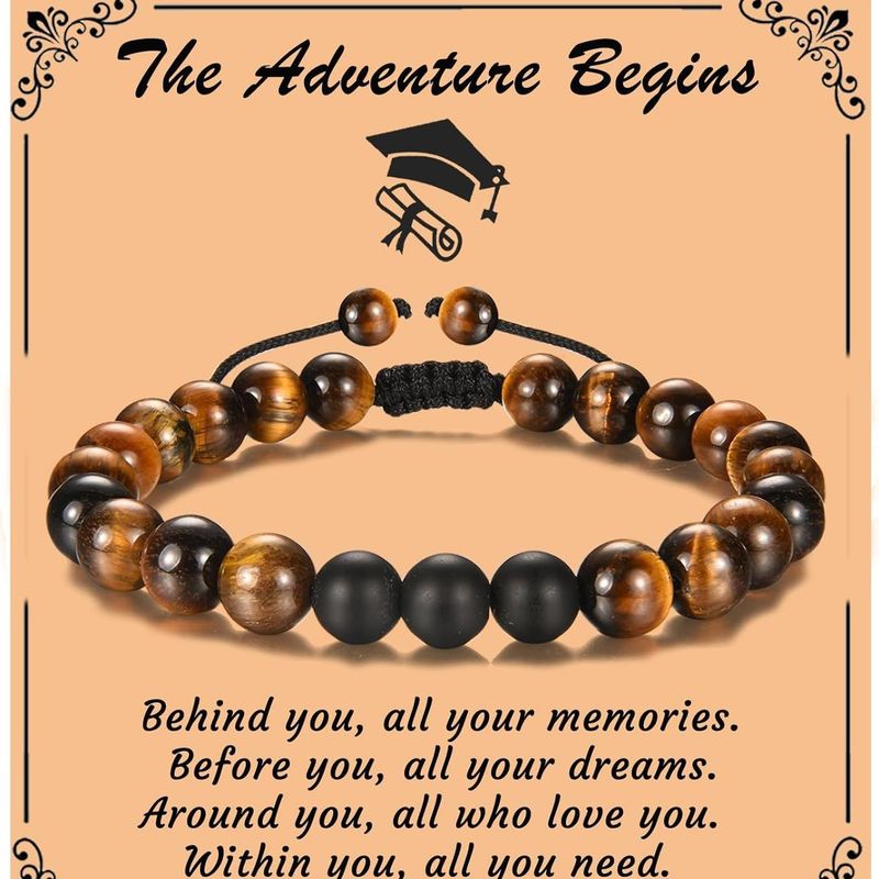 Geburtstag Student Graduierung Saison Geschenk Schmuck Tiger Eye Frosted Stone Herren Armband Perlen_voghion.com