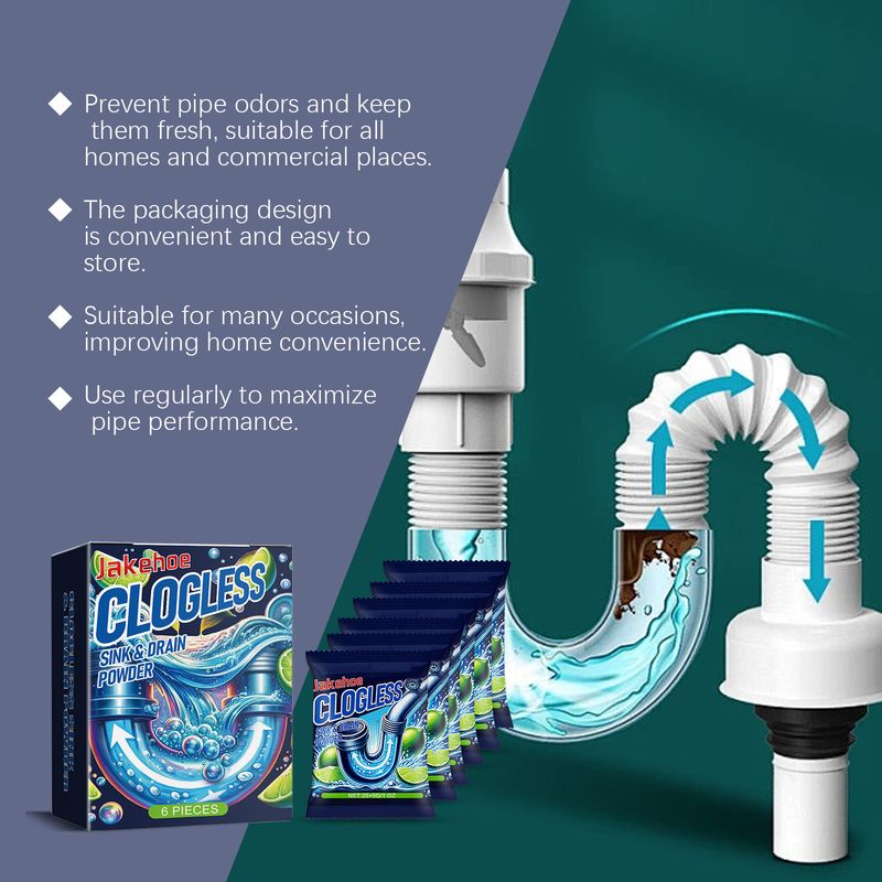 Jakehoe Pipe Unclogging Powder (Box) Kitchen And Toilet Sewer Pipe Dissolving, Odor Removal, Grease And Blockage Cleaning Powder_voghion.com