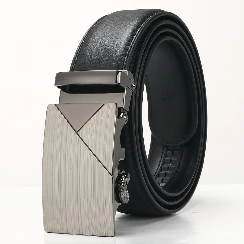 3.5cm New Men's Cowhide Automatic Buckle Young Business Fashion Leisure Middle Aged Designer Belt for Men_voghion.com