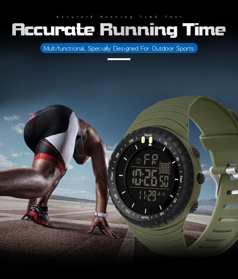 Men's Digital Sports Watch With Night Light, 50m Waterproof, Stopwatch, Alarm, Large Screen For Outdoor, Hiking, And Daily Use Trendy Student Watch_voghion.com