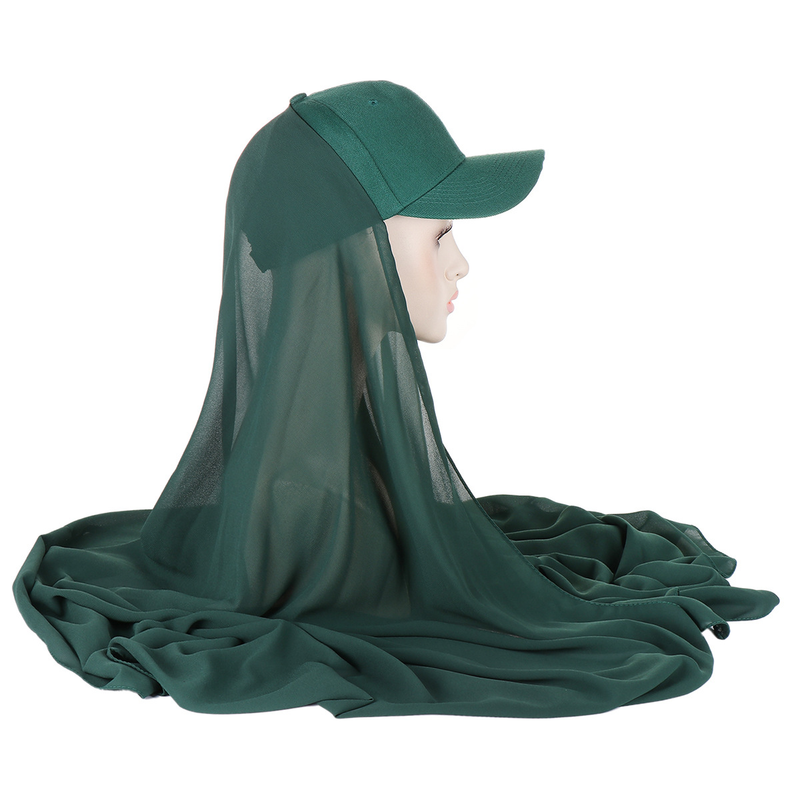 Sciarpa di perle in tinta unita stile cappelli da donna e berretto da baseball in cotone, sciarpa e cappello hijab in 2 pezzi_voghion.com