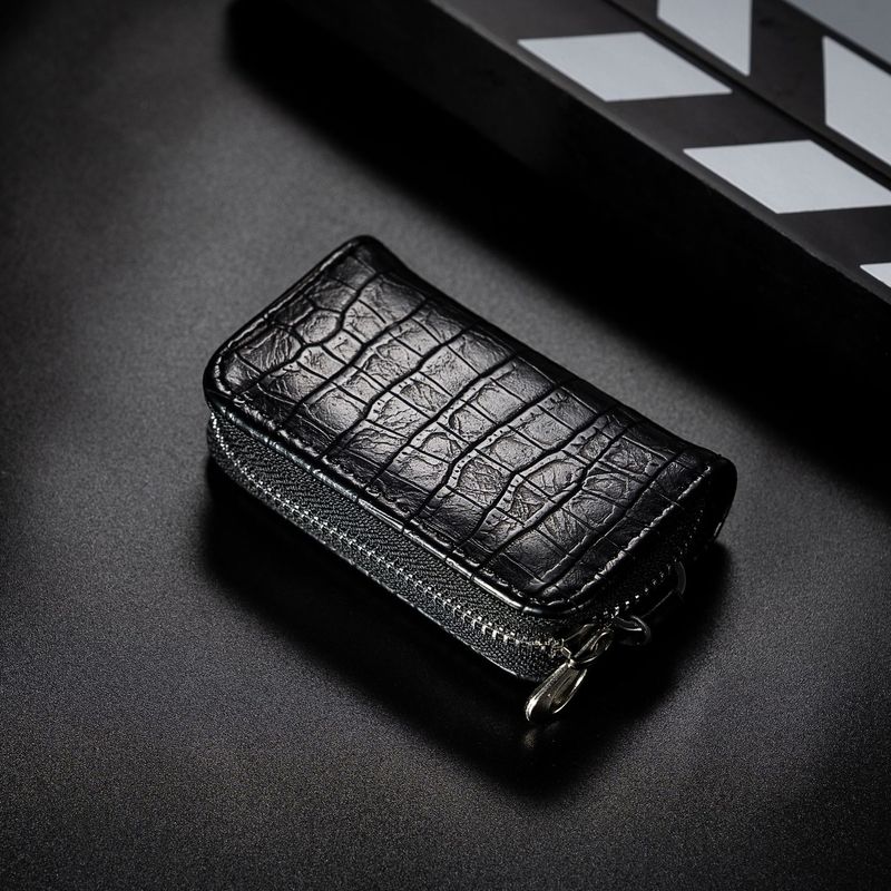 New Men's Crocodile Pattern Car Stylish Business Zipper Keychain Waist Hanging Key Case_voghion.com