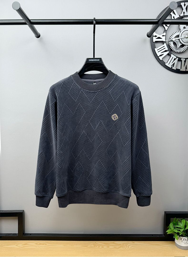 Men's Fleece-Lined Pullover Sweatshirt - Soft Thermal Long Sleeve Crewneck Top With Stylish Letter Print, Winter Casual Loungewear For Plus Size_voghion.com