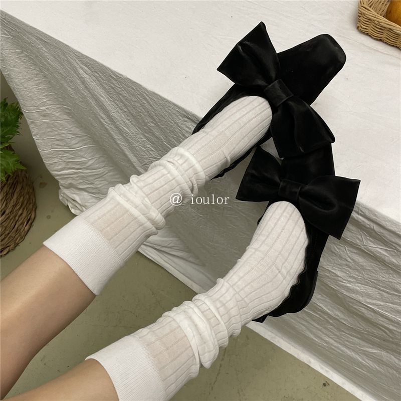 Calzini bianchi e neri, calzini lunghi, calzini di cotone, calzini a tubo medio, calzini alti fino al ginocchio, calzini alla moda_voghion.com
