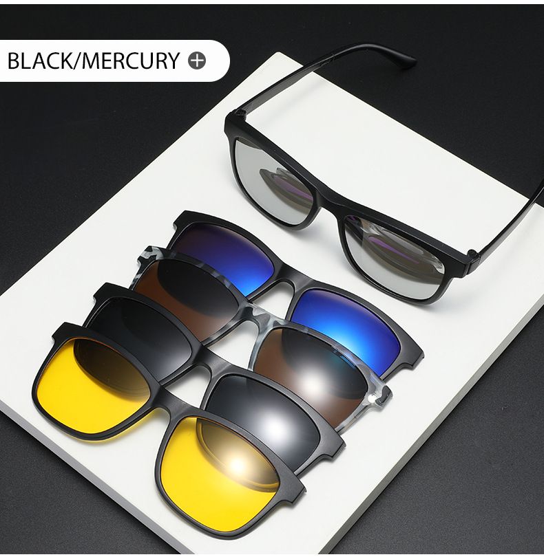 New Arrivals Magnetiske solbriller Clip og optisk brillestel 6 i 1 Kvinder Mænd Polariserede eller Night Vision Multipurpose Eyeglasses_voghion.com