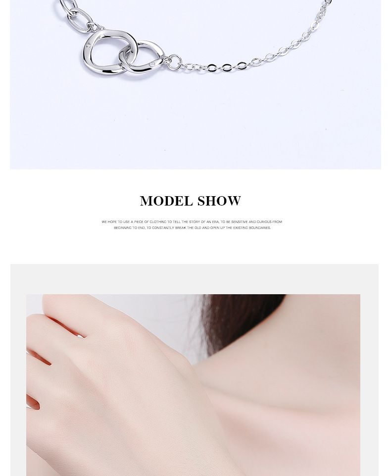 Bracciale intrecciato da donna con design di nicchia, in argento sterling 925, di alta qualità, con motivo geometrico a cerchio, ideale per le mani di fidanzate._voghion.com