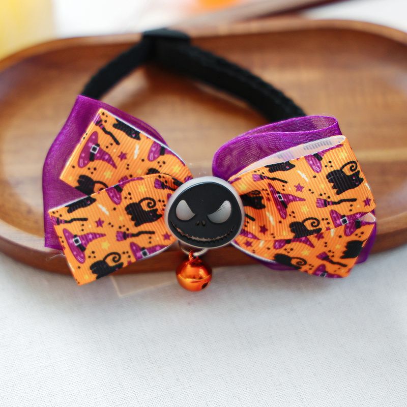 Decorazione per gatti di Halloween, divertente collezione di collari per cuccioli con zucca luminosa_voghion.com