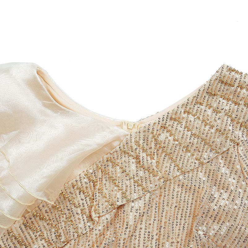 Plus Size Glitter Fringe Party Dress For Women - Elegant V-Neck Sequin Evening Gown With Layered Tulle Skirt (Wine Red, Royal Blue, Rose Purple)_voghion.com