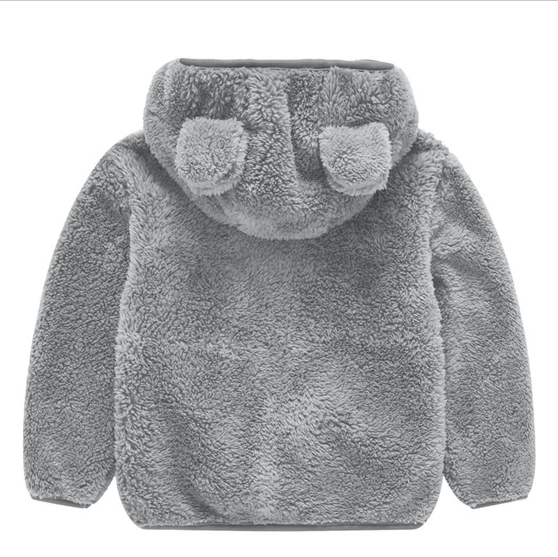 Abrigo con orejas de oso para bebés y niños pequeños, chaqueta con capucha de color liso, suéter de lana para niños_voghion.com