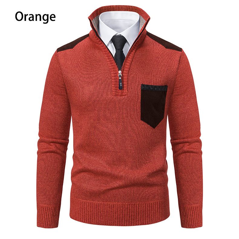 Men's Clothing autumn and winter men's stand up collar thickened sweater knitted pullover large size half zip knitted tops men_voghion.com