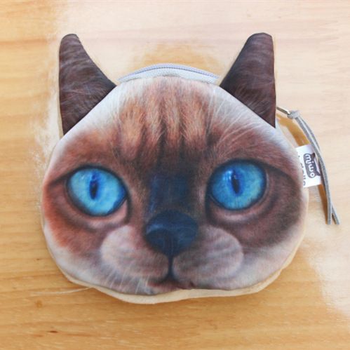 Nuovo portamonete con testa di animale 3D, a forma di stella, a forma di gatto grigio con orecchie piegate e pelo corto_voghion.com