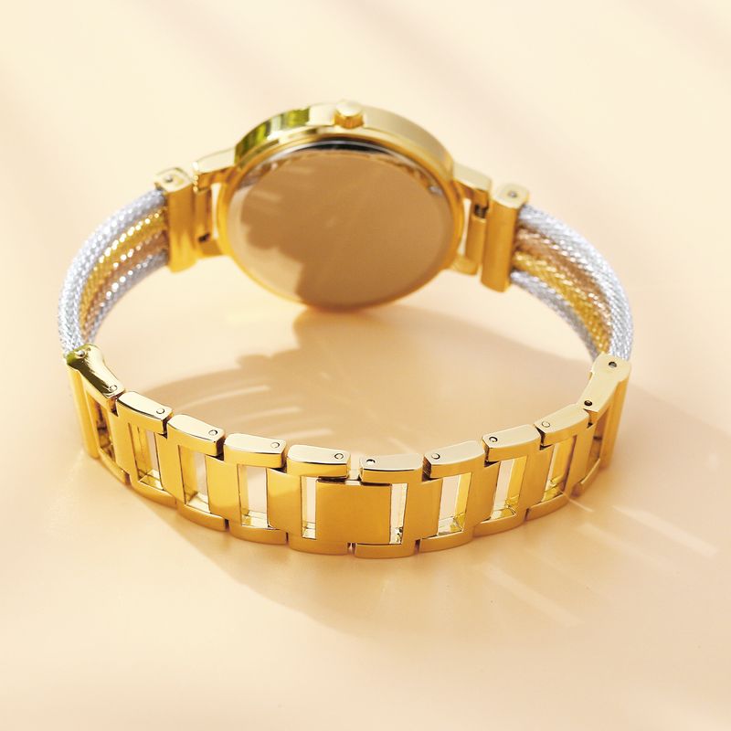Watch Fashion Trend Round Gold Multi Color Copper Ribbon Ladies Quartz Watch_voghion.com