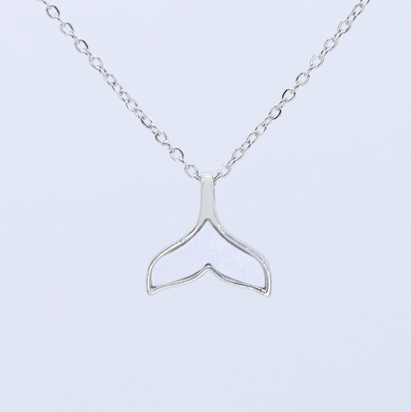 Ready Stock Trend Whale Tail Pendant Boho Sweater Necklace for Women Dolphin Fishtail Mermaid Sier Plated Collar Jewelry Accessories_voghion.com